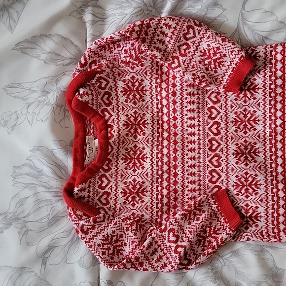Max Studio Fair Isle Christmas Sweater Romper Baby 3-6 months Red holiday - Picture 2 of 5